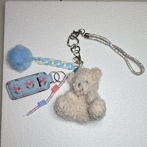 Purse/bag Charm Light Bear With Pink And Blue